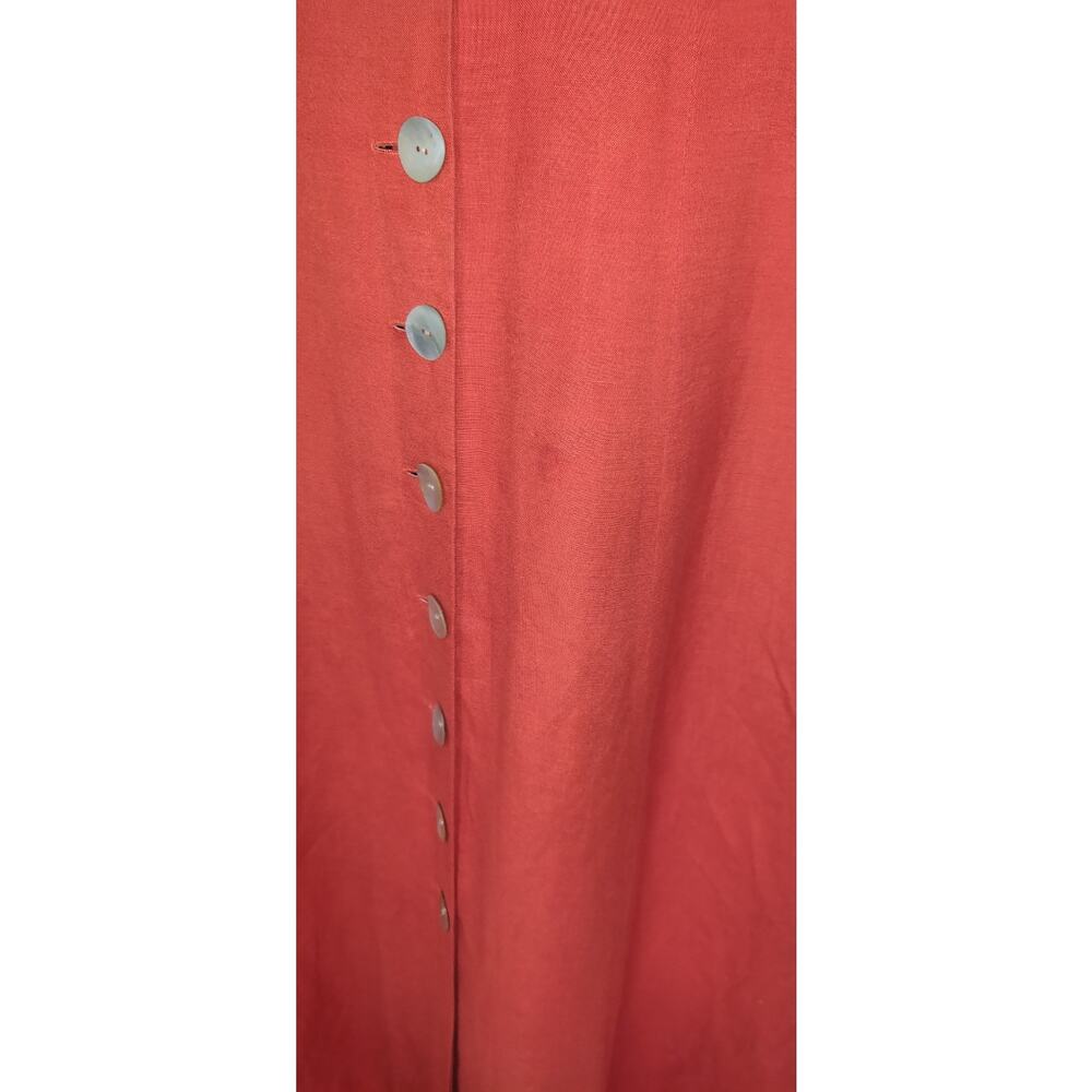 Coldwater Creek Orange Linen Blend Dress Sz 14 Mother Pearl Buttons Down FLAWS - Picture 8 of 16